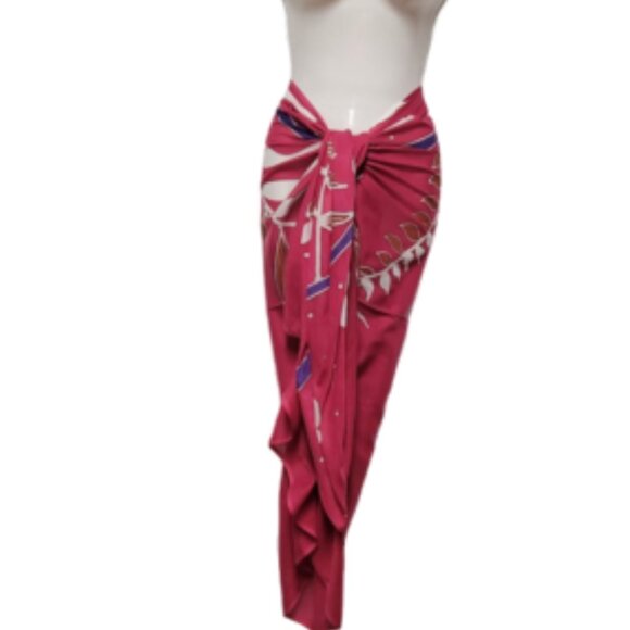 Cover Up Handpainted Cotton Batik Coverups Strapless Dress Wrapskirt Home Accent - Picture 4 of 5